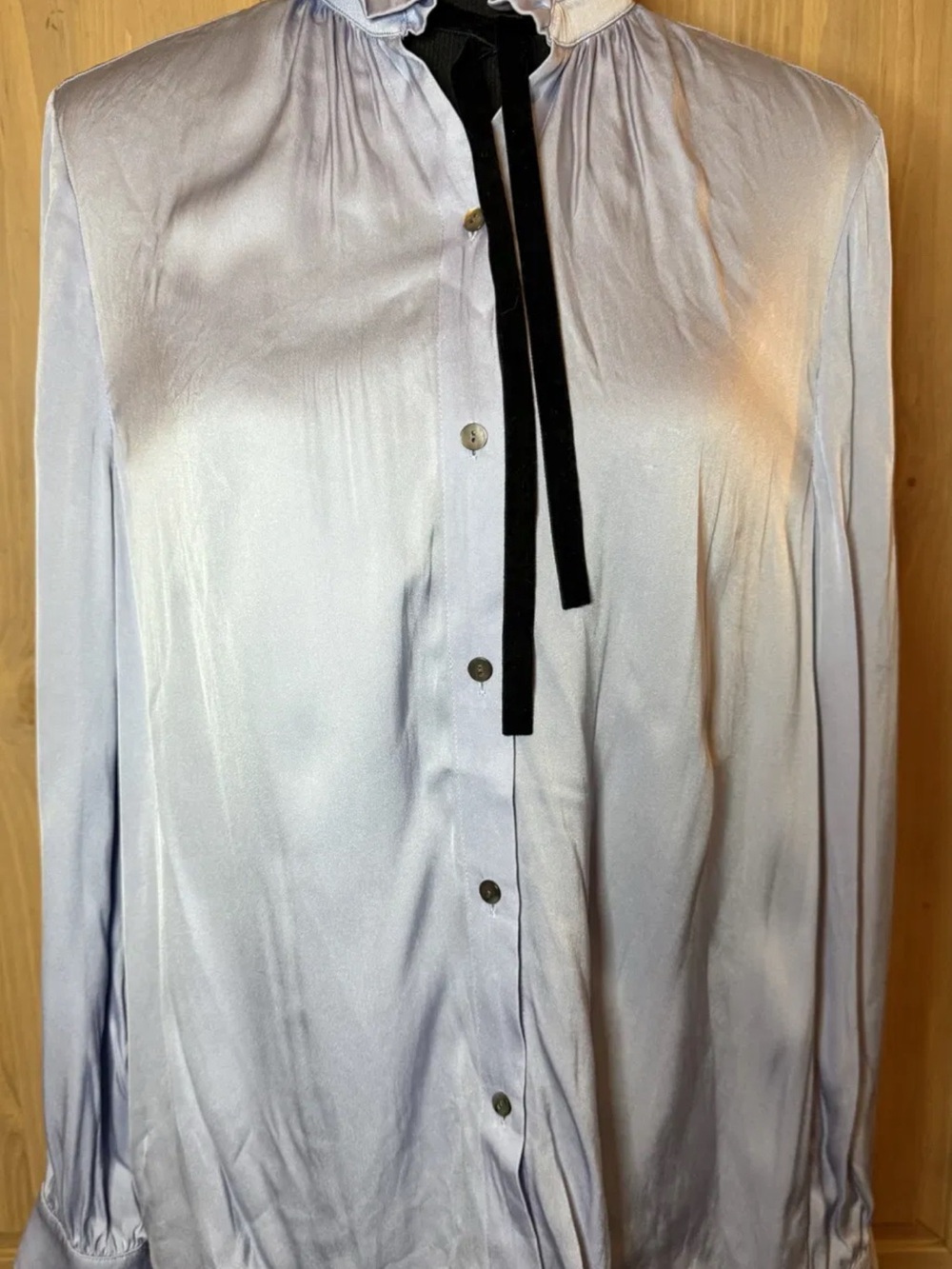 Sundance Light periwinkle blue silver Silk Satin Top size L